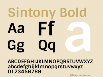 Sintony Bold Version 1.001 Font Sample