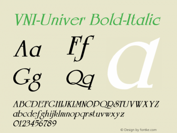 VNI-Univer Bold-Italic 1.0 Fri Feb 10 15:13:47 1995 Font Sample