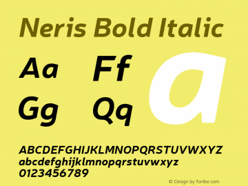 Neris Bold Italic Version 1.000;PS 001.000;hotconv 1.0.70;makeotf.lib2.5.58329图片样张