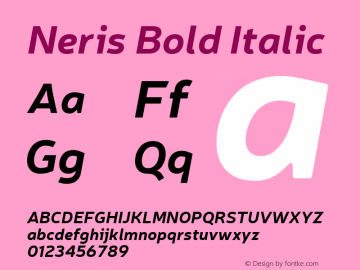 Neris Bold Italic Version 1.000;PS 001.000;hotconv 1.0.70;makeotf.lib2.5.58329图片样张
