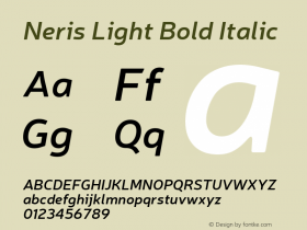 Neris Light Bold Italic Version 1.000;PS 001.000;hotconv 1.0.70;makeotf.lib2.5.58329 Font Sample