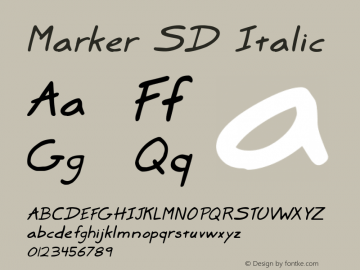 Marker SD Italic Version 1.4 2009 Font Sample