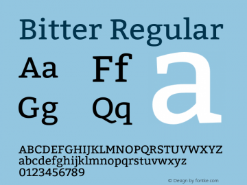 Bitter Regular Version 1.300;PS 001.300;hotconv 1.0.70;makeotf.lib2.5.58329 DEVELOPMENT Font Sample