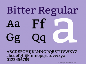 Bitter Regular Version 1.300;PS 001.300;hotconv 1.0.70;makeotf.lib2.5.58329 DEVELOPMENT Font Sample