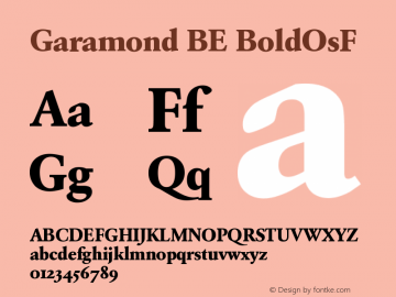 Garamond BE BoldOsF Version 001.000 Font Sample