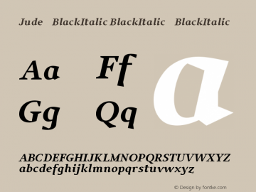 Jude-BlackItalic BlackItalic-BlackItalic Version 001.001 Font Sample