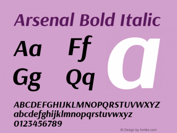 Arsenal Bold Italic Version 1.000图片样张