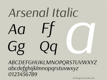 Arsenal Italic Version 1.000图片样张