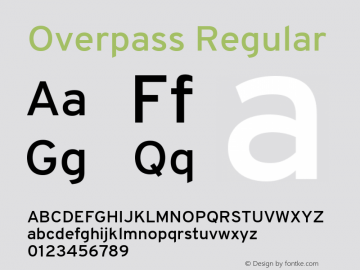 Overpass Regular Version 1.001 Font Sample