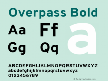 Overpass Bold Version 1.001; ttfautohint (v1.3) Font Sample