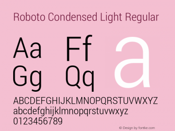 Roboto Condensed Light Regular Version 1.100141; 2013图片样张