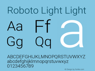 Roboto Light Light Version 2.001151; 2014图片样张
