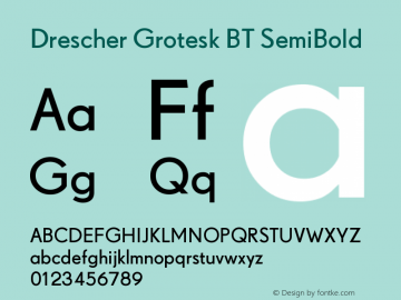Drescher Grotesk BT SemiBold Version 003.001 Font Sample