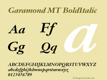 Garamond MT BoldItalic Version 001.003图片样张