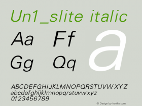 Un1_slite italic 1.0 Sat Oct 02 15:13:09 1993 Font Sample