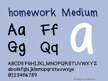 homework Medium Version 1.0 Font Sample