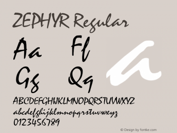 ZEPHYR Regular Unknown Font Sample