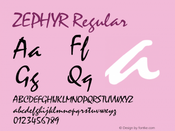 ZEPHYR Regular Unknown Font Sample