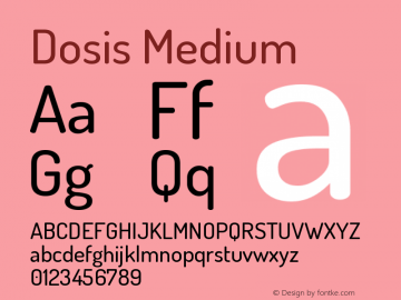 Dosis Medium Version 1.007 Font Sample