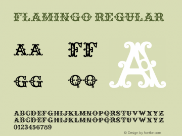 Flamingo Regular Version 1.000 1975 initial release Font Sample