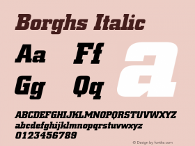 Borghs Italic 1.0/1995: 2.0/2001 Font Sample