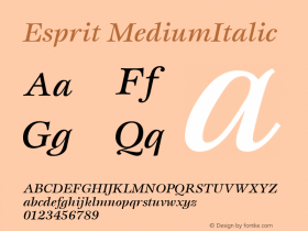Esprit MediumItalic Macromedia Fontographer 4.1 1/12/98 Font Sample