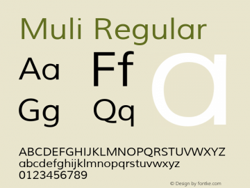 Muli Regular Version 1.000 Font Sample