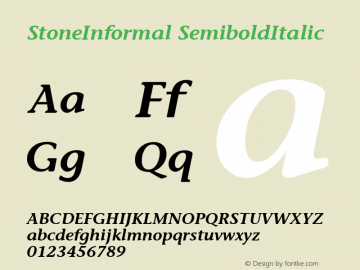 StoneInformal SemiboldItalic Macromedia Fontographer 4.1 11/12/98图片样张