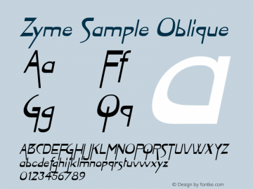 Zyme Sample Oblique Macromedia Fontographer 4.1 7/8/96图片样张