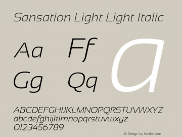 Sansation Light Light Italic Version 1.301 Font Sample