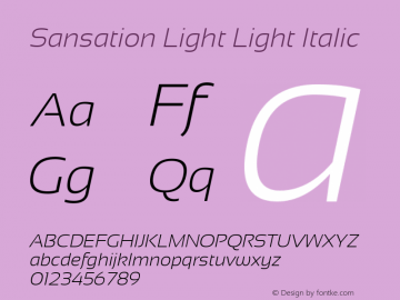 Sansation Light Light Italic Version 1.3 Font Sample