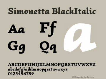 Simonetta BlackItalic Version 1.002 Font Sample