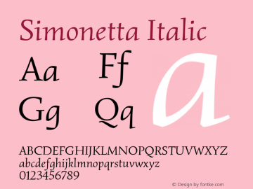Simonetta Italic Version 1.002 Font Sample