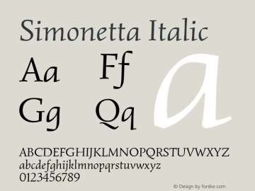 Simonetta Italic Version 1.002图片样张