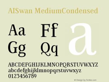 AISwan MediumCondensed Version 001.000 Font Sample