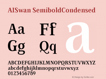 AISwan SemiboldCondensed Version 001.000 Font Sample