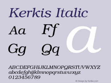 Kerkis Italic Version 001.000 Font Sample