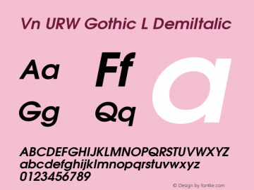 Vn URW Gothic L DemiItalic Version 1.05图片样张