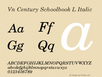 Vn Century Schoolbook L Italic Version 1.05图片样张