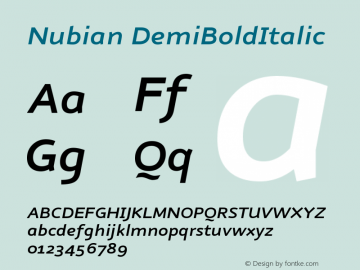 Nubian DemiBoldItalic Version 001.000图片样张