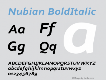 Nubian BoldItalic Version 001.000 Font Sample