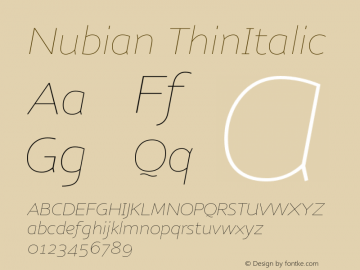 Nubian ThinItalic Version 001.000 Font Sample