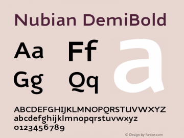 Nubian DemiBold Version 001.000 Font Sample