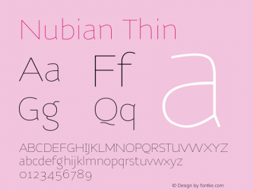 Nubian Thin Version 001.000 Font Sample