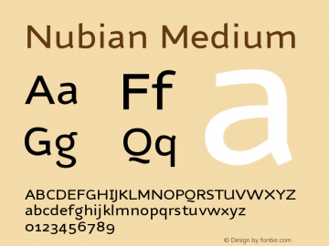 Nubian Medium Version 001.000 Font Sample