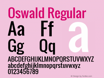 Oswald Regular Version 2.002; ttfautohint ( Font Sample