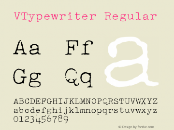 VTypewriter Regular Version 001.000图片样张