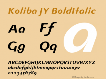 Koliba JY BoldItalic Version 001.000 Font Sample