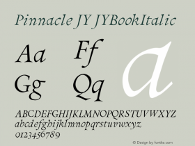 Pinnacle JY JYBookItalic Version 1.000 Font Sample