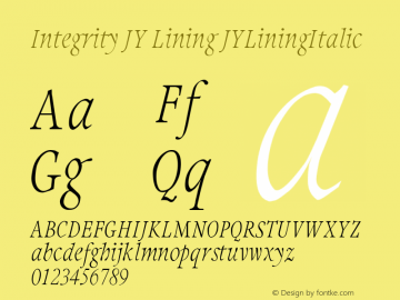 Integrity JY Lining JYLiningItalic Version 1.000图片样张